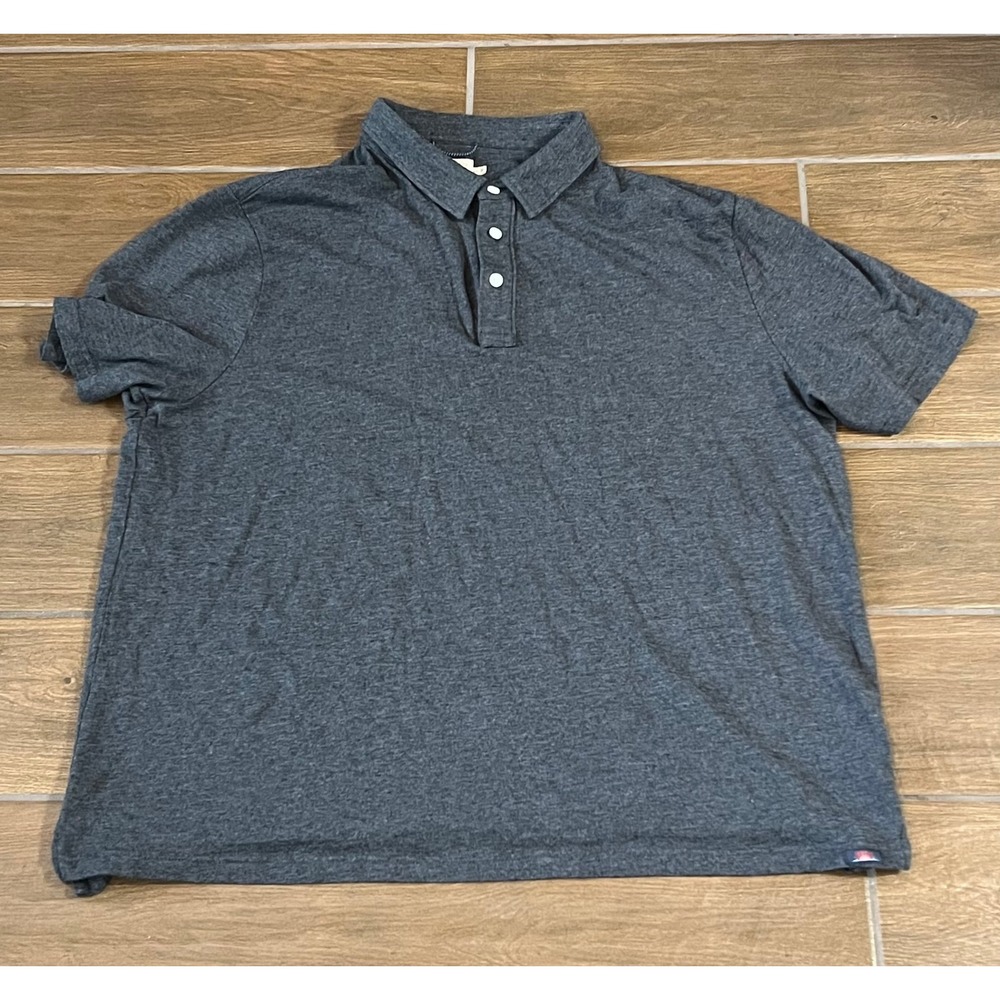 Faherty Brand Mens XXL Charcoal Gray Heather Pima Cotton Modal Polo Shirt Short